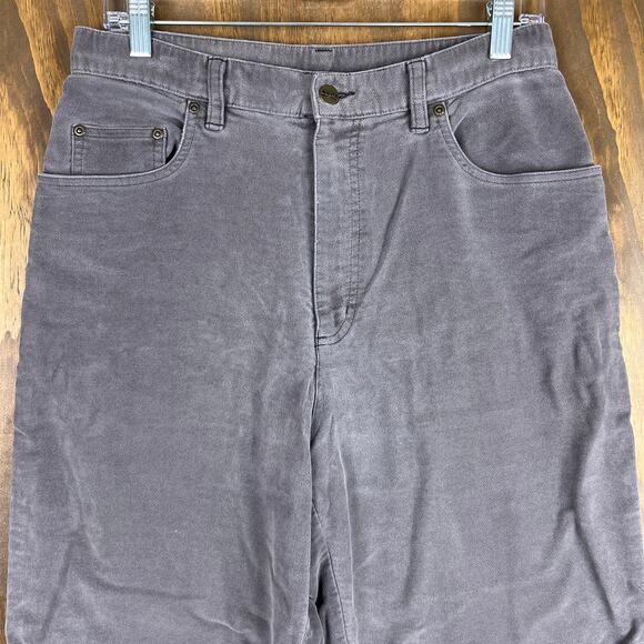 LL Bean Womens Pants Gray Super Soft Corduroy Barrel Fit High Rise Stretch 12 - Picture 2 of 11